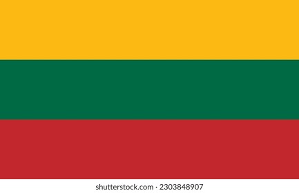 Lithuania flag, official colors and proportion. Vector illustration.