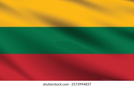Lithuania flag official colors and proportion digital vector illustration. Pleated flag.