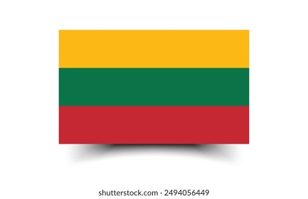 Lithuania flag. Flag of Lithuania. The official ratio. Flag icon. Standard color. Standard size. A rectangular flag. Computer illustration. Digital illustration. Vector illustration.