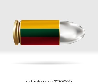 Bandera de Lituania de bala. Peligro de bala moviéndose por el aire. Plantilla de marca. Fácil edición y vector en grupos. Ilustración vectorial de bandera nacional en segundo plano.
