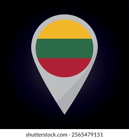 Lithuania Flag on Location Pin. vector illustration