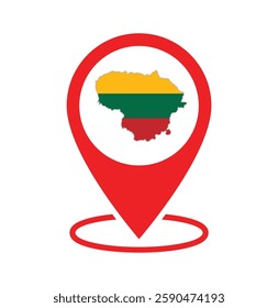 Lithuania Flag on Location Pin . Simple vector illustration.