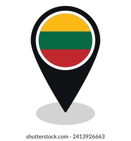 Marcador de Lituania en el icono de punto de referencia del mapa aislado. Bandera de Lituania