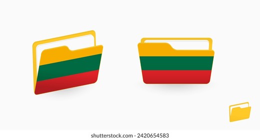 Lithuania flag on two type of folder icon. Vector illustration.