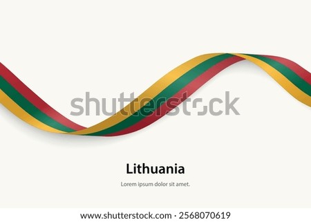 Lithuania flag on Waving ribbon. Template for independence day