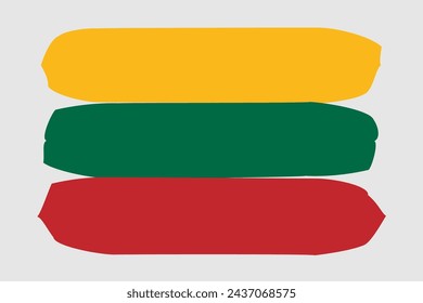 Bandera de Lituania - ilustración vectorial de diseño pintado. Estilo de pincel vectorial