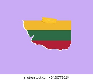 Lithuania flag paper texture, single-piece element, vector design, Lithuania flag taped on wall, decoration or celebration idea