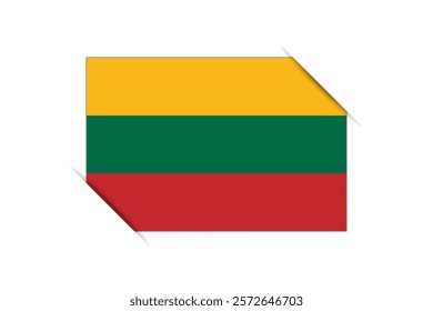 Lithuania flag - rectangle colorful flag representing a country cultural identity and heritage. The essence of national pride and unity. Attached by the corners in a paper album