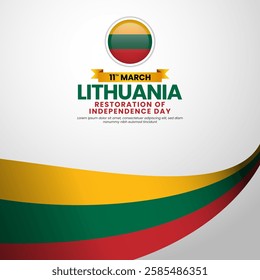 Lithuania Flag for Restoration of Independence Day square Banner Design Template Background 