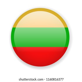 Lithuania flag. Round bright Icon. Vector Illustration
