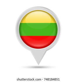 Lithuania Flag Round Pin Vector Icon - Illustration