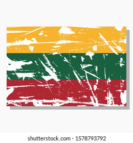 Lithuania flag with scratches and shadow in vector