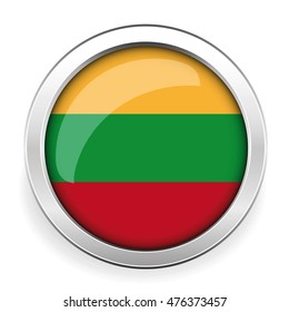 Lithuania flag silver button