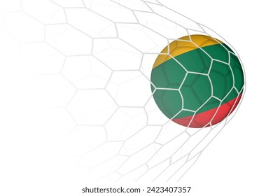 Lithuania flag soccer ball in net. Vector sport illustration.