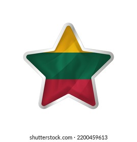 Lithuania flag in star. Button star and flag template. Easy editing and vector in groups. National flag vector illustration on white background.