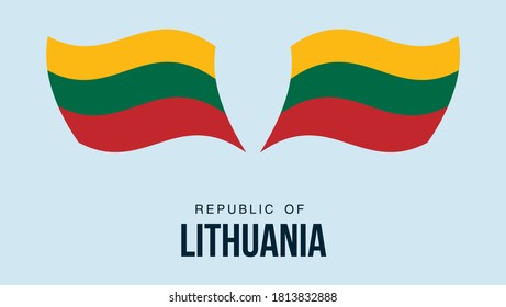 Symbole d'État du pavillon de la Lituanie isolé sur fond de bannière nationale. Carte de voeux Fête nationale de l'indépendance de la République de Lituanie. Bannière d'illustration avec drapeau d'état réaliste.