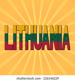Lithuania flag text with sunburst vector illustration