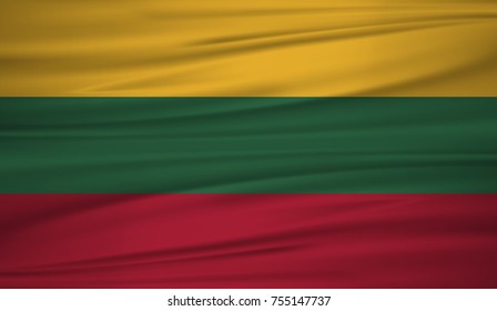Lithuania flag vector. Vector flag of Lithuania blowig in the wind. EPS 10.