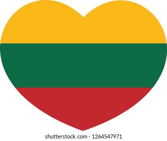 Lithuania flag vector icon. Lithuania flag, Heart vector, sticker, eps10