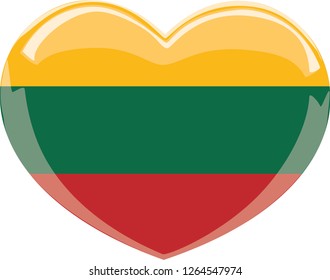 Lithuania flag vector icon. Lithuania flag, Heart vector, sticker, eps10