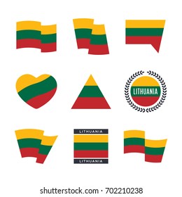 Lithuania flag vector icons and logo design elements with the Lithuanian flag.