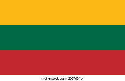 Lithuania flag vector illustration isolated. Symbol of country in Europe, member of EU. Baltic state.