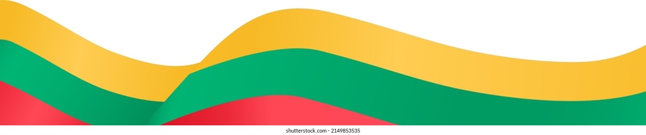Lithuania flag wave  isolated  on png or transparent background,Symbol of Lithuania, vector illustration