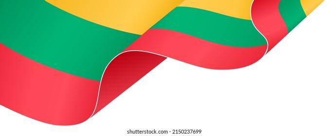 Lithuania flag wave  isolated  on png or transparent background,Symbol of Lithuania, vector illustration