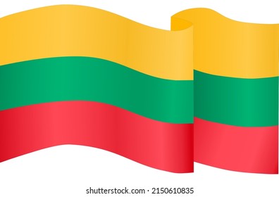 Lithuania flag wave  isolated  on png or transparent background,Symbol of Lithuania, vector illustration