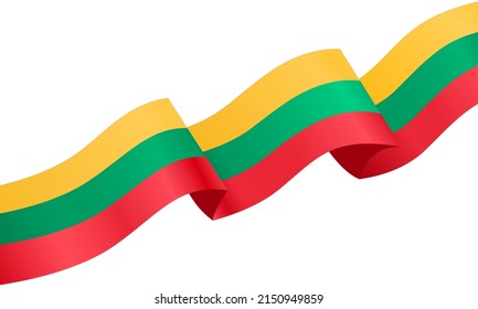 Lithuania flag wave  isolated  on png or transparent background,Symbol of Lithuania, vector illustration