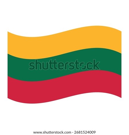 Lithuania flag waves, yellow green red stripes, national symbol design