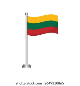 Bandera de Lituania ondeando en Vector de asta de bandera