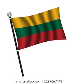 Lithuania flag , flag of Lithuania waving on flag pole, vector illustration EPS 10.