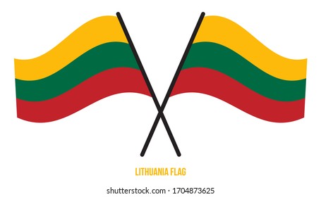 Lithuania Flag Waving Vector Illustration on White Background. Lithuania National Flag.