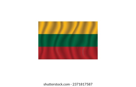 Lithuania flag waving vector illustration Flag icon Standard color Standard size A rectangular flag Computer illustration Digital illustration.