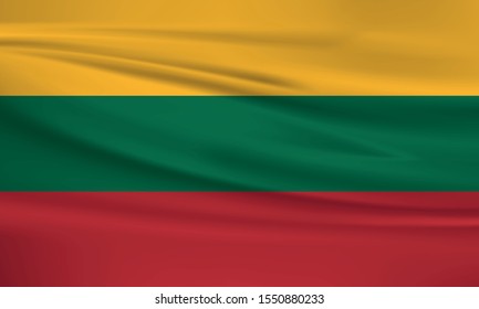 Lithuania flag waving with wind effect