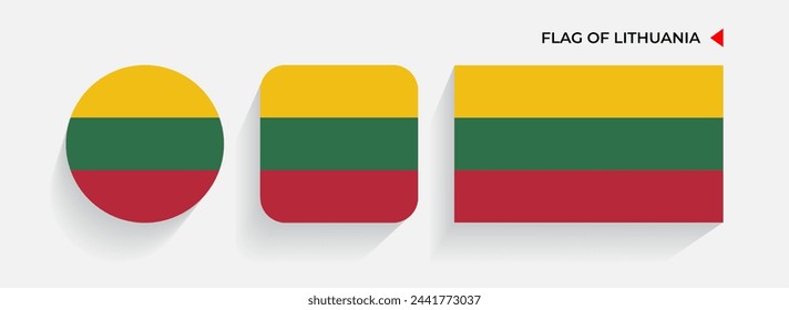 Lithuania Flags arranged in round, square and rectangular shapes