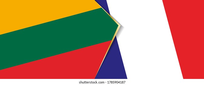 Lithuania and France flags, two vector flags symbol of relationship or confrontation.