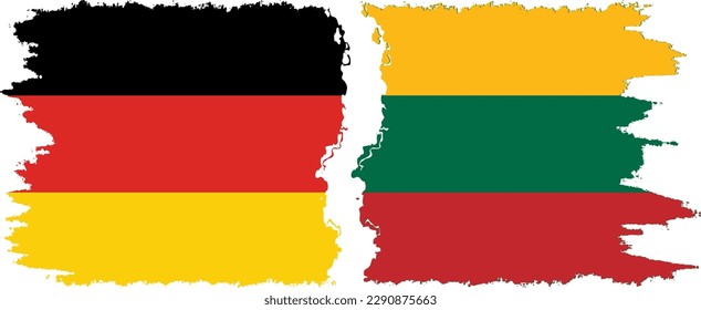 Lithuania and Germany grunge flags connection, vector