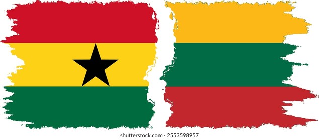 Lithuania and Ghana grunge flags connection, vector