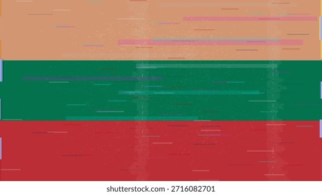 Vector Video de bandera de falla de Lituania, distorsión dividida RGB, ilustración de marco abstracto digital
