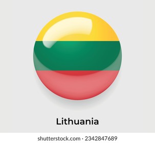 Lituania lustroso de la burbuja de la bandera nacional forma redonda icono de la ilustración vectorial