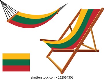 lithuania hammock and deck chair set against white background, abstract vector art illustration