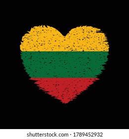 Lithuania Heart Shape Flag Grunge Distress Vintage Style