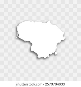 Lithuania high detailed vector representation of country silhouette. White color on transparent background with dropped shadow. For educational, decorative, or informational use.