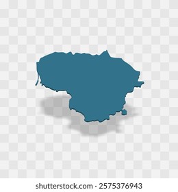 Lithuania high detailed vector representation of country silhouette. 3D map on transparent background with dropped shadow. For educational, decorative, or informational use.