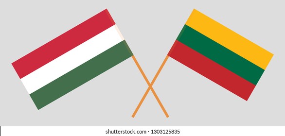 Lithuania and Hungary. The Lithuanian and Hungarian flags. Official colors. Correct proportion. Vector illustration