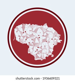Litauen Symbol. Trendy Tech Logo des Landes. Geometrisches Runddesign mit Maschenöffnungen. Technologie, Internet, Netzwerk, Telekommunikationskonzept. Vektorgrafik.