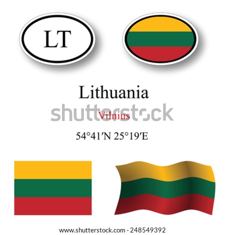 lithuania icons set against white background, abstract vector art illustration, image contains transparency
