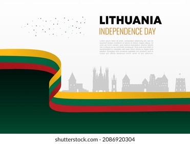 Lithuania independence day background banner poster for national celebration on march 11.